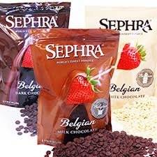 Choklad till chokladfontän - 2,5 kg x 3 st. Sephra (Chokladsort påse 1: Vit choklad, Chokladsort påse 2: Vit choklad, Chokladsort påse 3: Ljus mjölkchoklad)