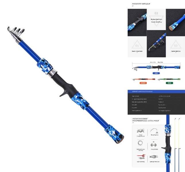 Kikkert Fiskestang Glasfiber sammenklappelig og letvægt ergonomisk