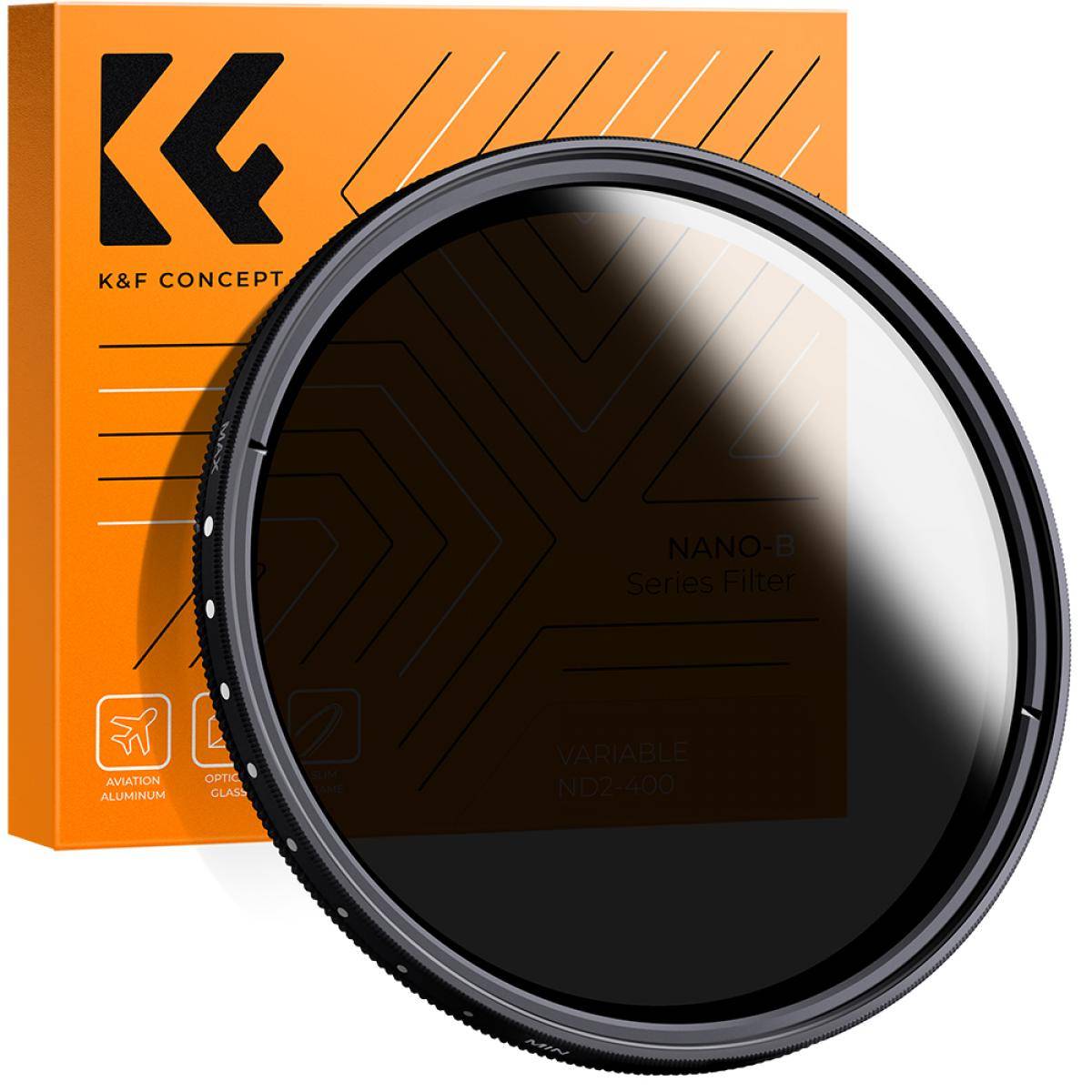 KENTFAITH 82mm ND2-ND400 (9 Stops) Variable ND Filter Neutral Density Adjustable Filter for Canon Nikon DSLR Cameras + Lens Cleaning Cloth