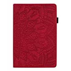 Lspcase iPad 9.7 fodral, iPad 5/6:e generationen läderfodral PU skal iPad Air/iPad Air 2 Flip hållare fodral för iPad Pro, iPad 2017/iPad 2018, iPad Air 2/Air Mandala Flower Red