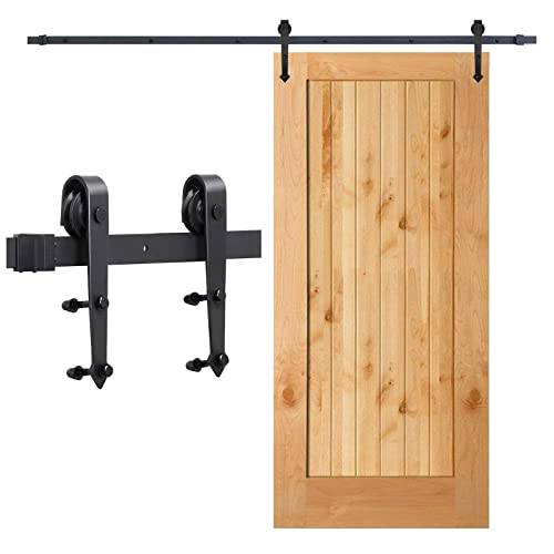 Cecaylie 6 FT (183 cm) skjutdörrsbeslag set, gångskenor för skjutdörr, hängande skena, skjutdörrssystem, löpskena för skjutdörrar 35 till 45 mm tjocklek