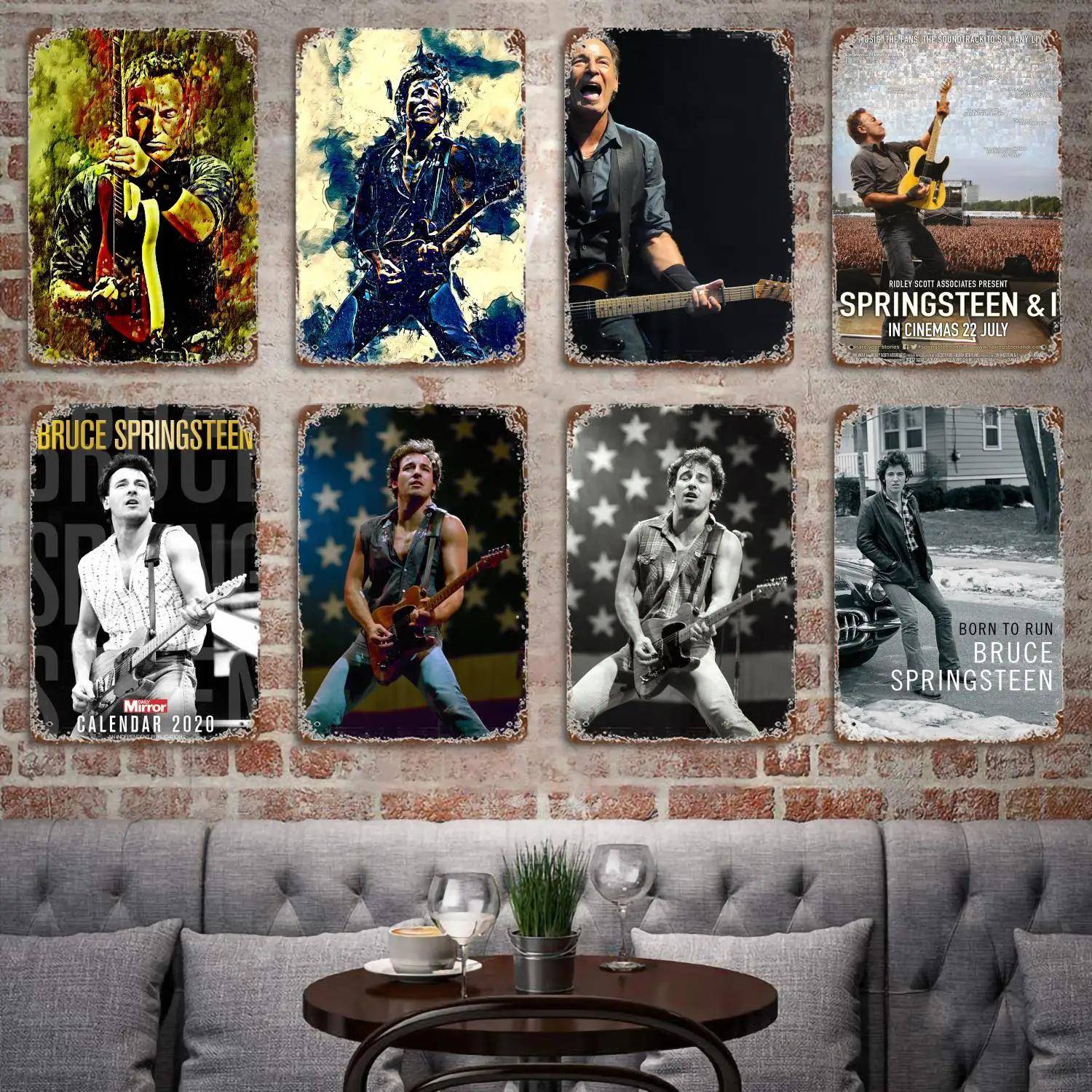 Bruce Springsteen metalldekoraffisch Vintage plåtskylt Metallskylt Dekorativ plakett för pub, bar, man cave, klubbväggdekoration