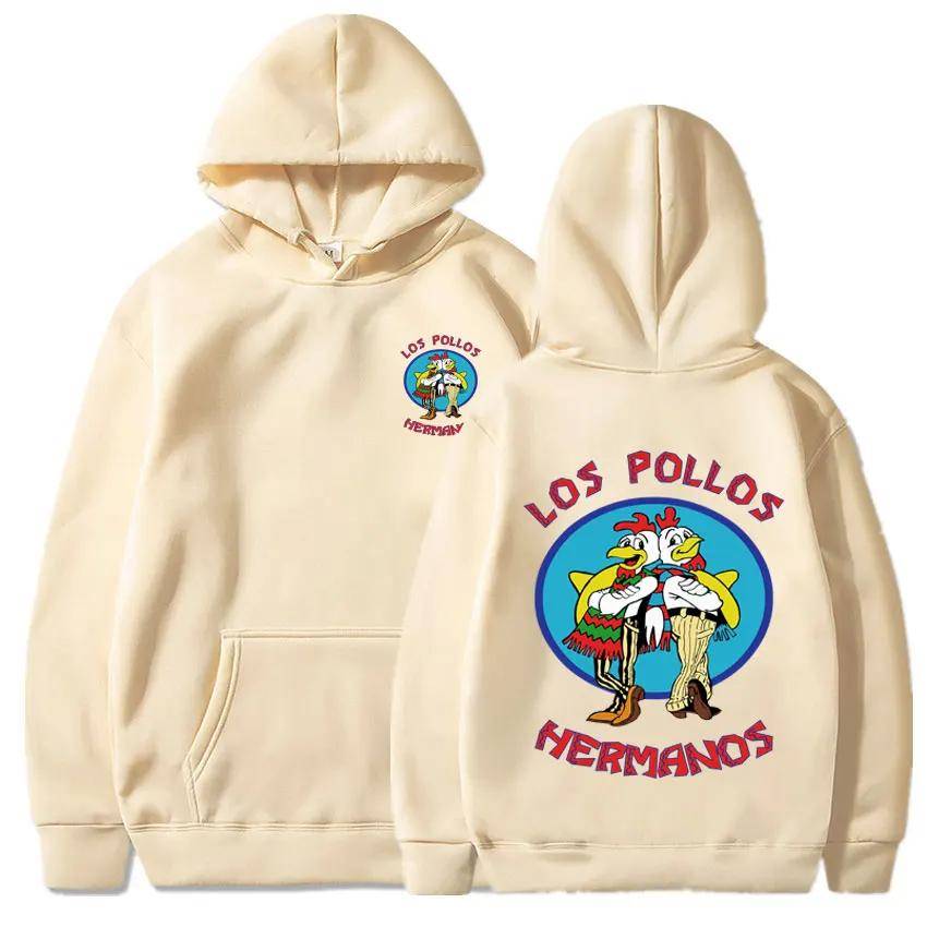 Breaking Bad Hoodie Los Pollos Hermanos Kycklingbröder Tryck Träningsdräkt Dam Mode Höst Vinter Fleece Lös Sweatshirt cm red
