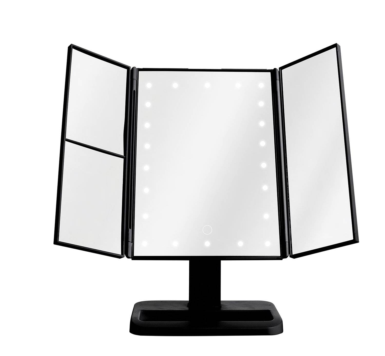 Nexxt Sminkspegel med LED-ljus – Hopfällbar & Förstoring 2x/3x - Svart