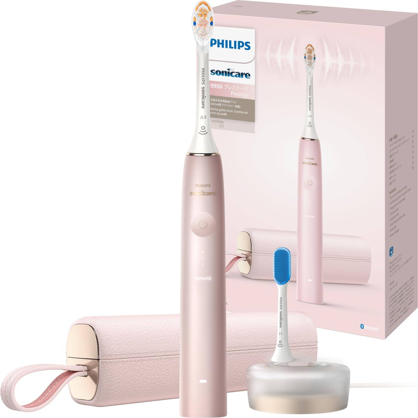 Philips Elektrisk Tandborste Sonicare 9900 Prestige Borstfodral Rosa (Premium Allt-i-ett Laddare för Huvuduttag/USB/Resa Ingår) HX9996/23 rosa
