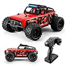 SupKonXi Fjärrstyrd bil, 1:18 RC, 40 km/h fordonsbil, 4WD offroad monsterlastbil, 2,4 GHz All Terrain Crawler, 2 batterier 60 minuter, gåva för barn och tonåringar, röd