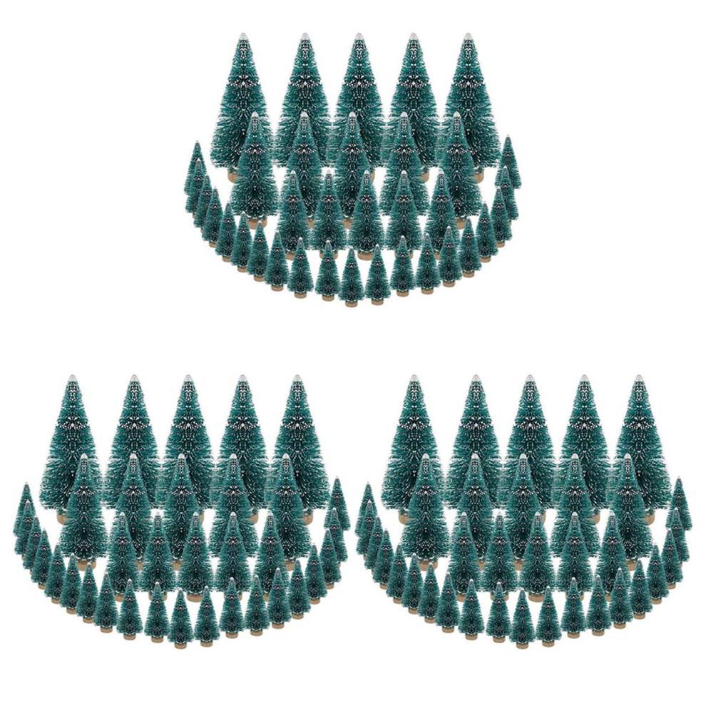 105 PCS Miniature Christmas Tree Artificial Snow Frost Trees Pine Trees for Christmas DIY Party Decoration(4 Size)