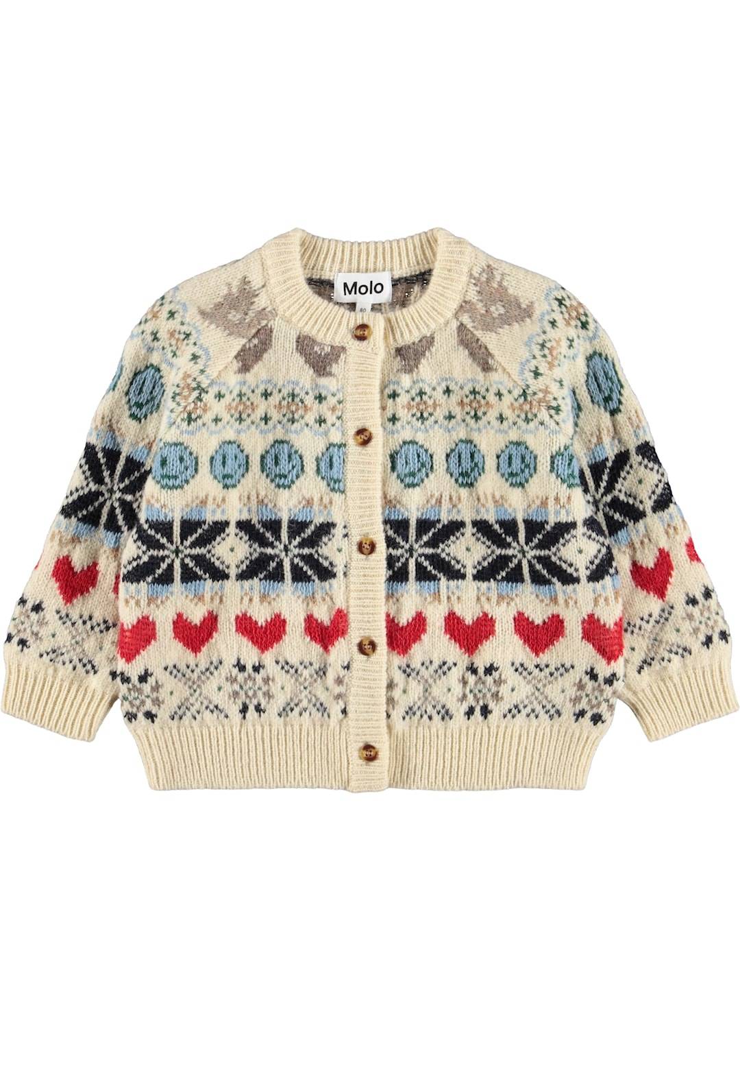 Molo Bobi Cardigan Polar Knit Polar Knit 80 cm Krämfärgad 80 cm Pojkar, Flickor