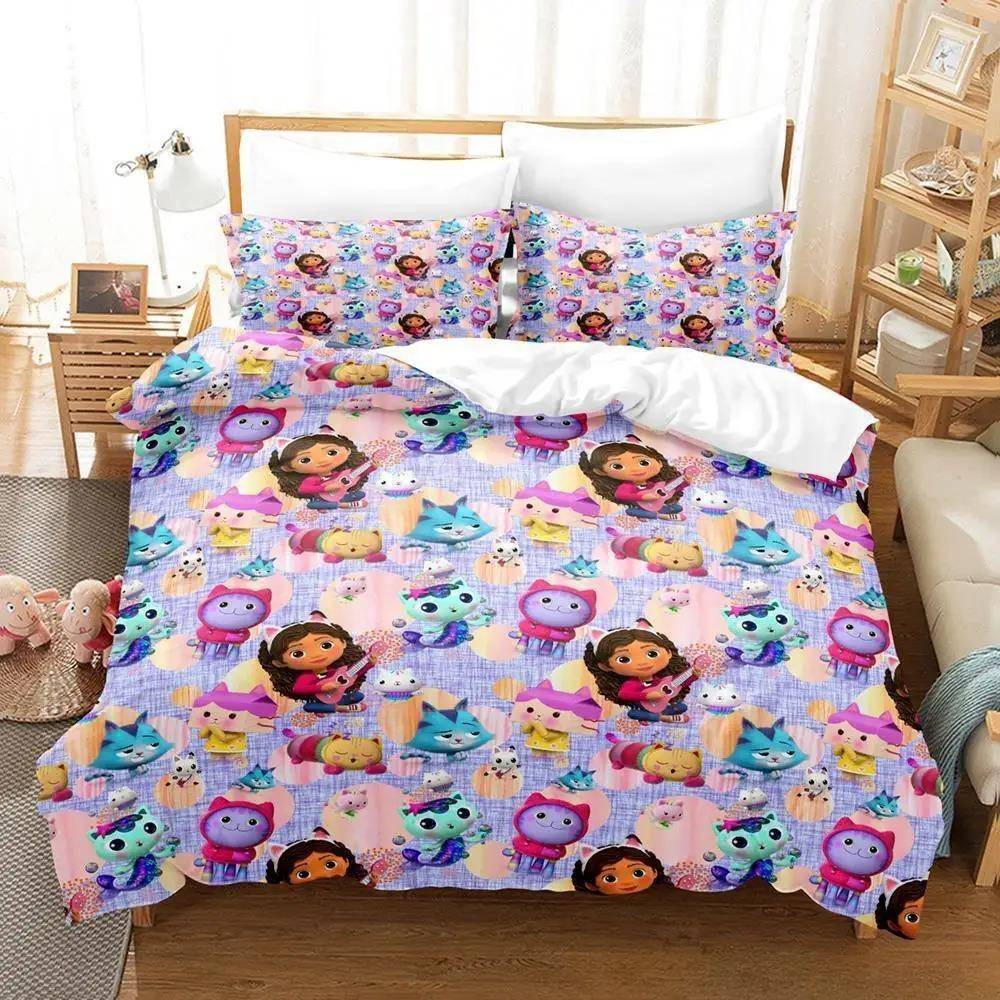 Gabbys Dockhus Sängkläder Set Enkel Twin Full Queen King Size Sängset Vuxen Barn Sovrum Påslakanset 3D Anime Lakan Set 70x133cm 2pcs