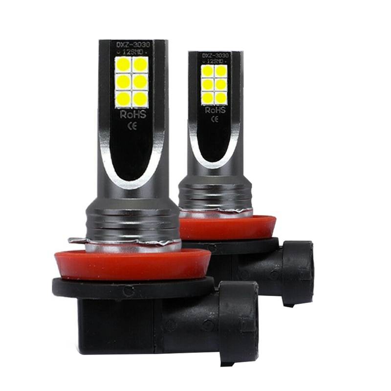 2 st bil h11 h8 h9 cob 60w 6000k led strålkastare dimljus glödlampor byt ut halogen kit klart vitt ljus