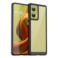 kompatibel med Moto G85 5G Clear Case, Hard Back Soft Bumper Protective Cover för Moto G85 5G, Svart