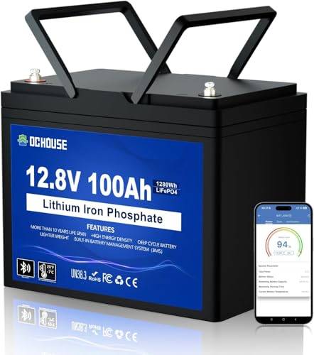 DCHOUSE LiFePO4 100AH 12V Lithiumbatteri, förbättrad 100A BMS, upp till 15 000 cykler, litiumbatteri på 1280 Wh, perfekt för husbil, solcellsanläggning, husvagn, båt, camping och off-Grid-system