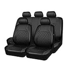 Mulcort 9 stycken Bilsätesöverdrag Universal PU Läder Bilinredningstillbehör Komplett Set för Bil SUV Fordon Bil