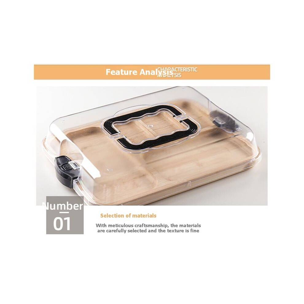 Wooden Bento Box with Lid & Handle Multi-Compartment Lunch Container Portable Leak-Proof Charcuterie Board for Meal Prep
