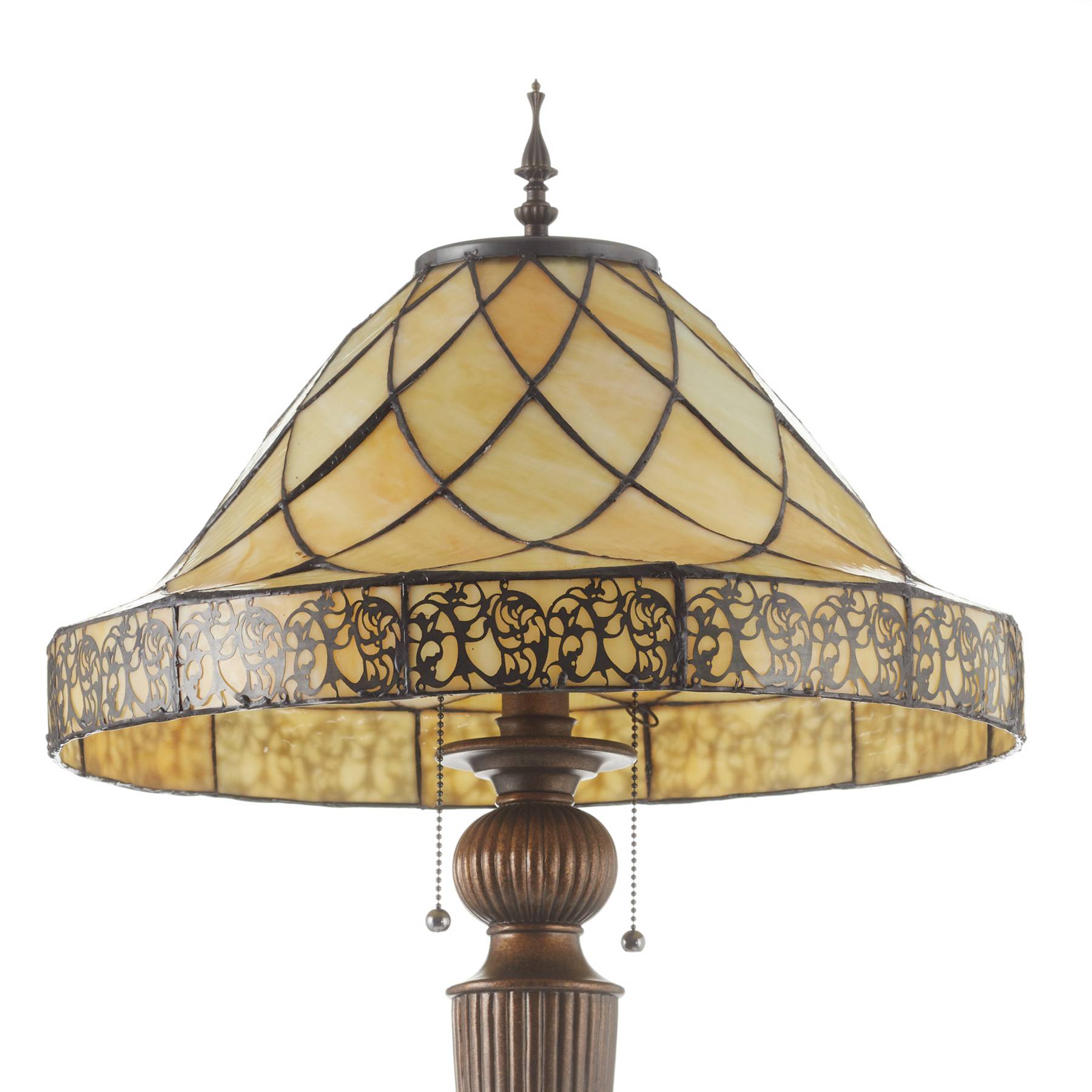 Clayre&Eef Tiffany golvlampa DIAMOND, Creme / bärnsten, Vardagsrum / matsal, Glas, Tiffany, Golvlampa