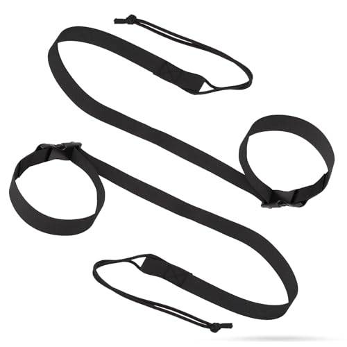 2st Snowboardkoppel, Justerbart Snowboardbindningsremmar Snowboard Leash Skidtillbehör för Män Kvinnor Barn Tonåringar för att Fästa Dina Snowboardskor (Svarta)