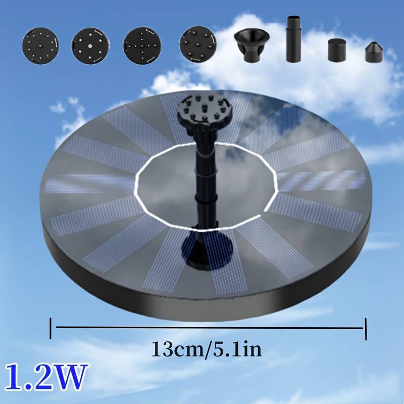 Solar-powered Outdoor Fountain With 4 Interchangeable Nozzles – High-quality Water Pump For Pools, , Aquariums, And – Includes Circular Basin And Tubing For Easy Setup, Solar Water Fountain
