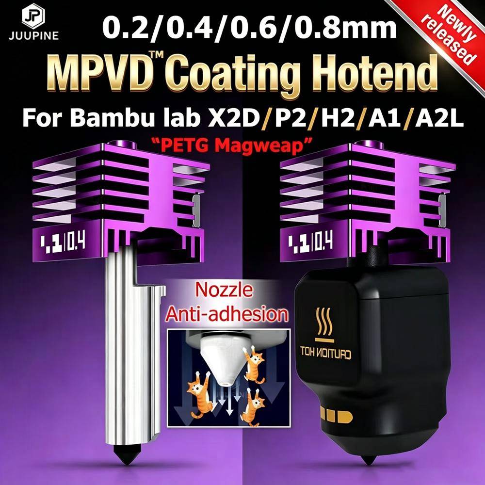 JUUPINE MPVD™ Hotend för Bambu Lab P2s X2D H2d H2C A2L Skrivhuvud Non-stick Munstycke för A1mini A1 Hotend P2S