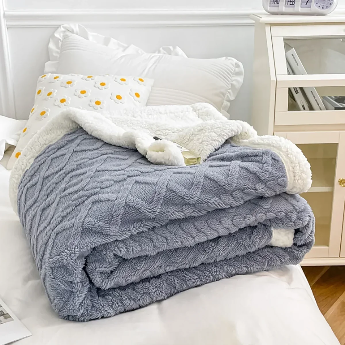 Blanket Children Adults Warm Winter Blankets And Throws Thick Wool Fleece - Blue / 100x150cm (100x150cm)