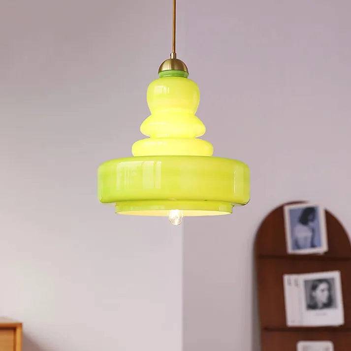 VerreCylindre Taklampa - Lyxig Glashänglampa med Modernt Designer - Grön / Glas + mässing