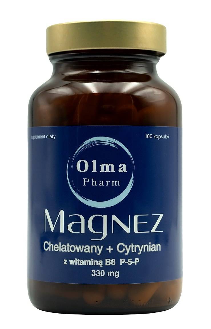 Olma Pharm - Magnez Chelated + Citrate med Vitamin B6 P-5-P - 100 kapslar