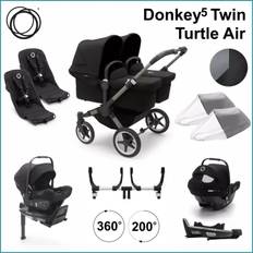 Komplett Startpaket - Bugaboo Donkey5 Twin inkl. Turtle Air GRAPHITE / MIDNIGHT BLACK