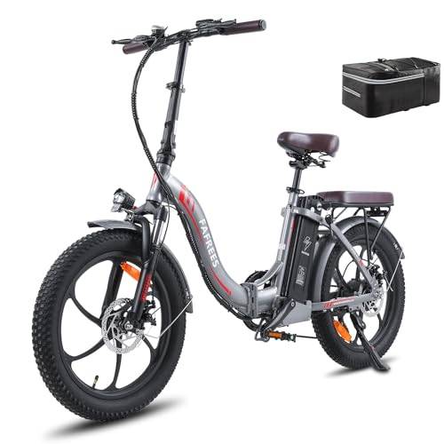 Fafrees F20 Pro Elcykel 20 * 3.0 tums, Vikbara E-Cykel 250W, Elektrisk stadscykel 36V 18Ah Batteri, Hopfällbar e-cykel räckvidd 70-150 km (Grå)