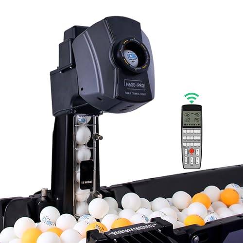 Tischtennis Roboter, Ping-Pong-Ballmaschine mit Fernbedienung und Tischtennis Roboter Ballmaschine mit Netz,das 100–300 Tischtennisbälle aufnehmen kann. Mit mehreren voreingestellten Trainingsvariante