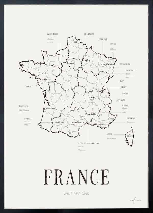 France Wine Map – French Wine Regions - 30x40 cm / 12x16″