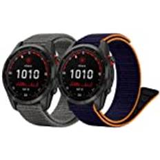 Rem med krok och ögla för Garmin Fenix 7S/Fenix 6S/Fenix 5S, 20 mm justerbart flätat nylonarmband för Fenix 7S Solar/Fenix 6S Pro/Fenix 5S Plus/Descent MK 2S / Instinct 2S/D2 Delta S