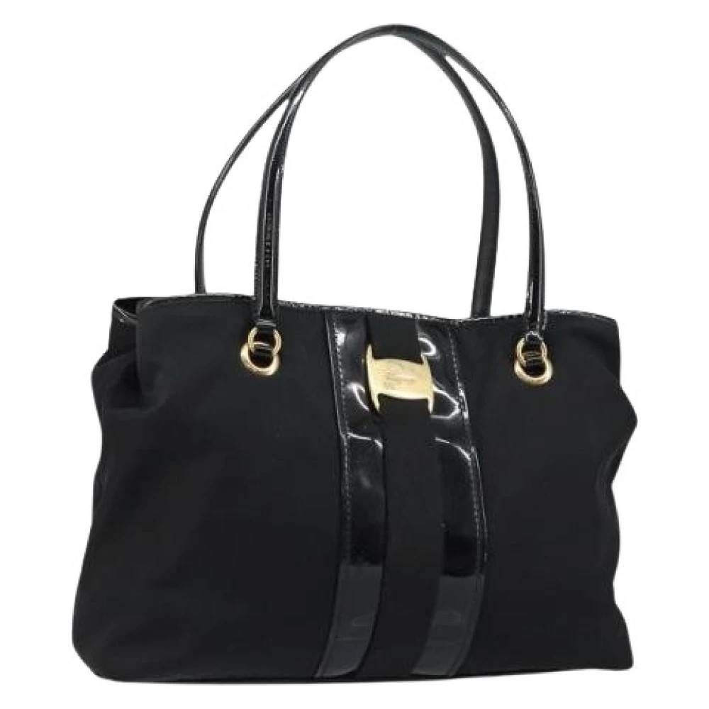 Salvatore Ferragamo Pre-owned Pre-owned Nylon Håndtaske - Vintage - Dame - Sort - ONE SIZE - Nylon