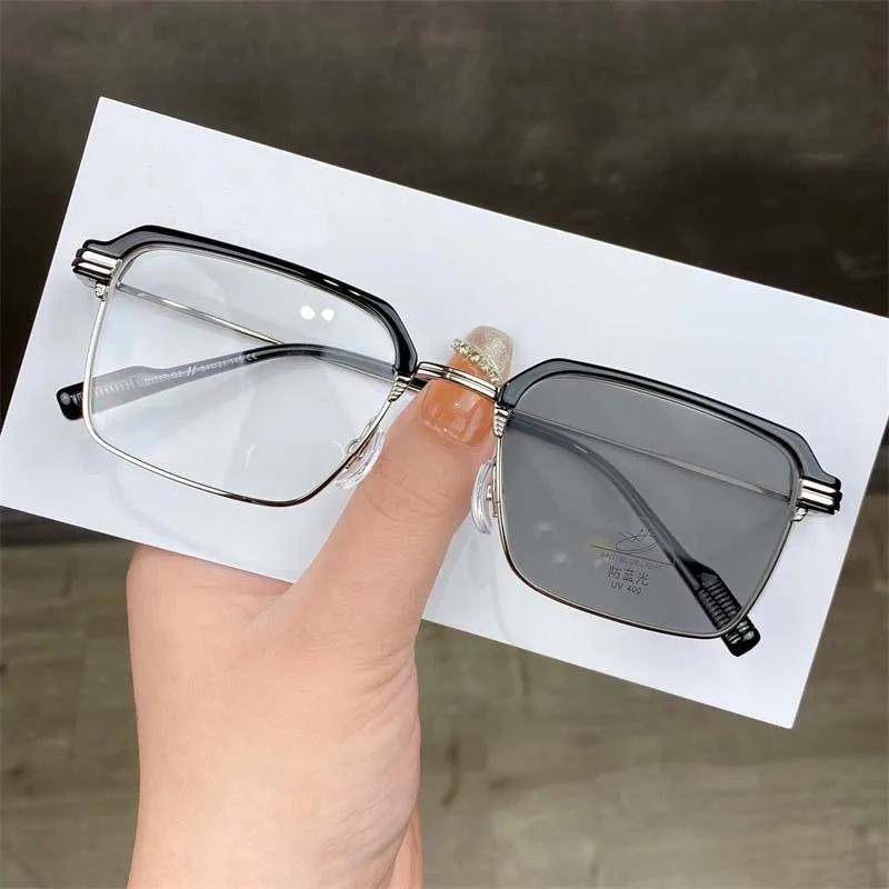 Smart Photochromic Reading Glasses Unisex UV Sunglasses Metal Half Frame Far-sighted Eyewear for Men Women Outdoor 4