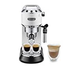 De'Longhi Dedica Style EC 685.W Espresso Siebträgermaschine, Espressomaschine mit Professioneller Milchschaumdüse, nur 15 cm breit, 1 Liter Wassertank, Vollmetallgehäuse, für E.S.E Pads geeignet, Weiß