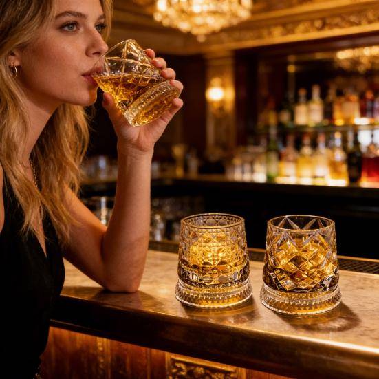360 graders roterande vinglas 280 ml Vridbart whiskeyglas med fot Blyfritt tumblerglas för stresslindring och arominfusion
