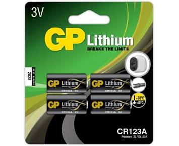 GP Litiumbatteri, CR123A, 4-pack