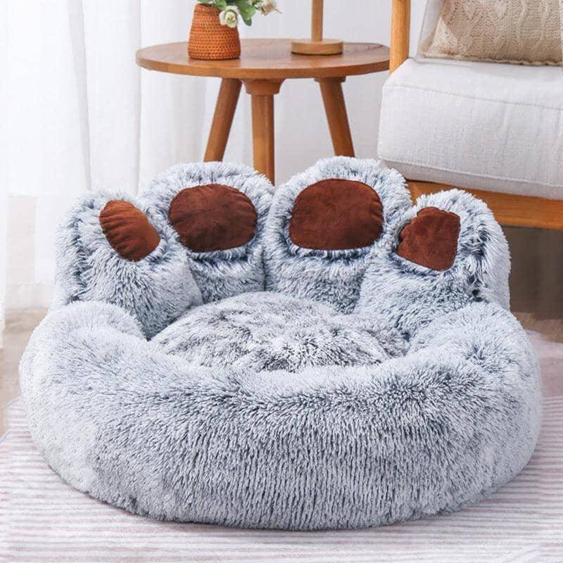 Fluffig & Gosig Hund- och Kattbädd – Trygg, Mjuk och Tvättbar - S - 55x55x38cm / Ljusgrå