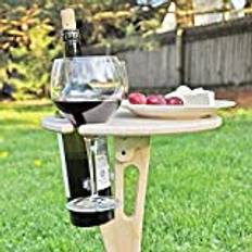 Portable Outdoor Folding Wooden Wine Table Wine Glass Holder for Beach Backyard Picnic Party JIANNI