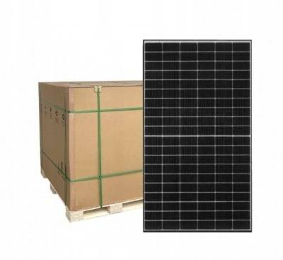 Pall med 36 stycken: PV-modul JA Solar 500W, mono-Si, bifacial, N-typ halvceller 182mm, ca 120cm kablar, MC4-EVO2A-kontakt, vikt 27,3kg, Full Black
