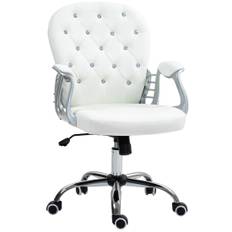 Ergonomisk kontorsstol med armstöd, vit konstläder