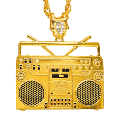 Ghettoblaster guld halskæde - 75 cm