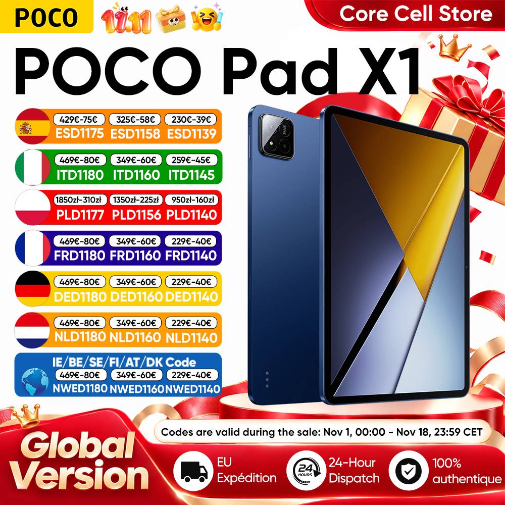 Global Version Tablet POCO Pad X1 Snapdragon 7 Gen 3 3:2 11.2" 3.2K 144Hz Crystal-Clear Display 45W Turbo Charging 8850mAh