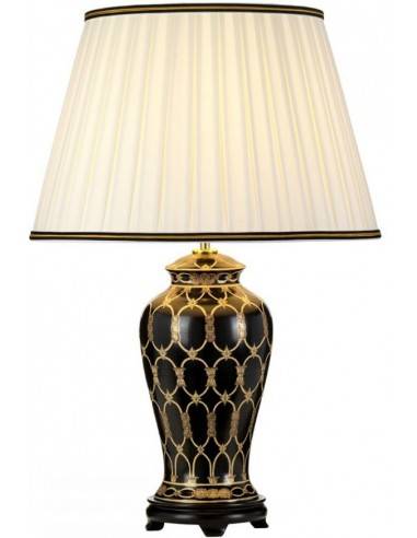 Taipei Bordlampe i keramik og bomuld H68 cm 1 x E27 - Sort/Guld/Elfenbenshvid
