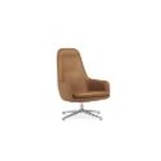 Normann Copenhagen Era Lounge Chair High Swivel Alu SH: 40 cm - Ultra Leather / Brandy 41574