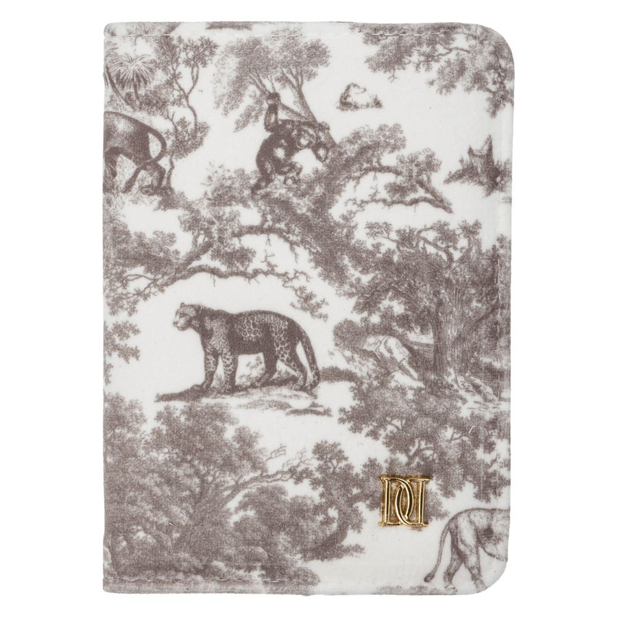DARK Velvet Passport Cover Warm Taupe Savannah Pattern