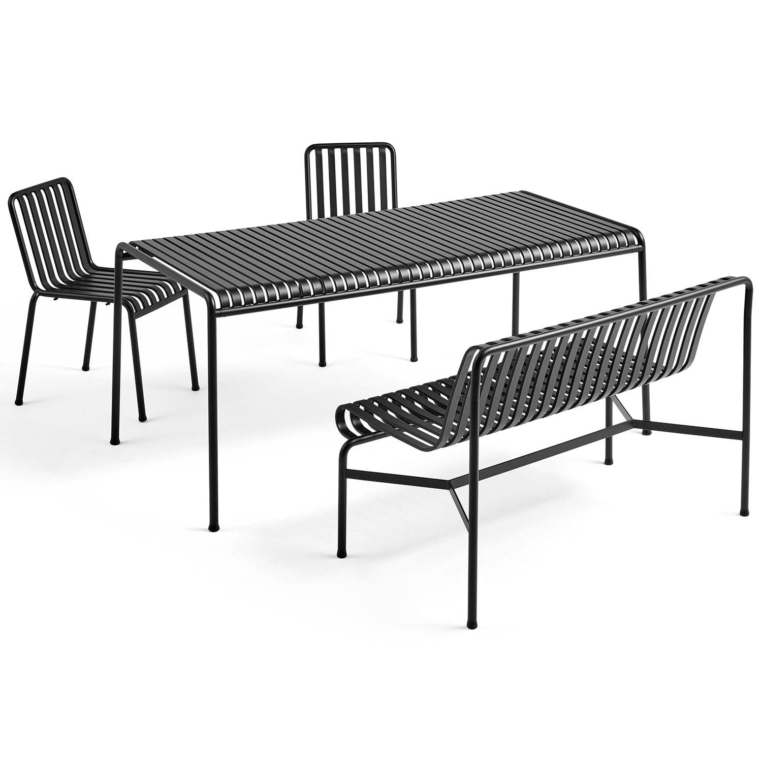 Palissade matgrupp - 1 soffa och 2 stolar - 170x90 cm - Ljusgrå/Mörkgrå/Silver/Grön/Röd