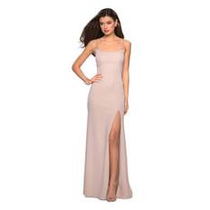 La Femme - 27089 Beaded Strappy Scoop Gown with Slit