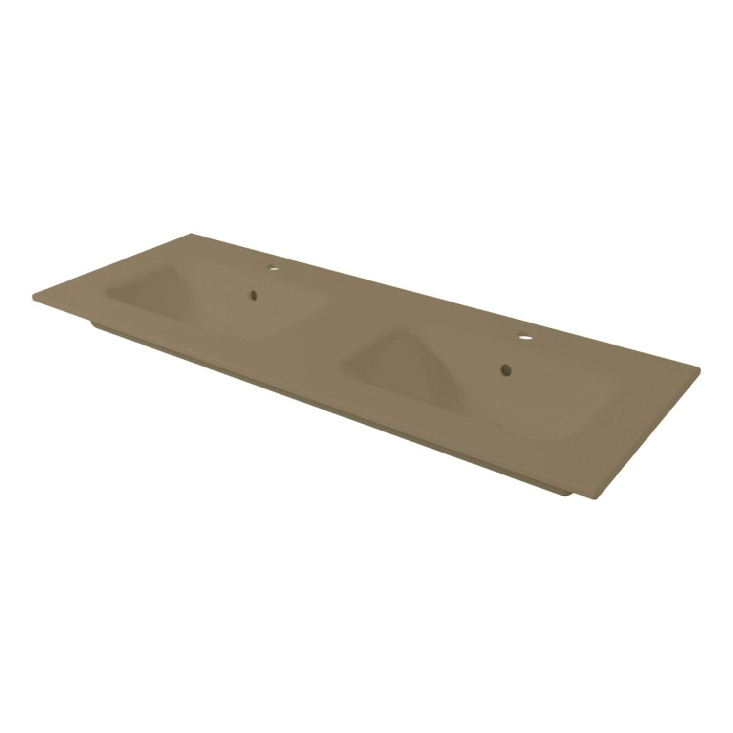 Dubbelhandfat Miller Badrum Edge Vit Porslin Bredd: 1210 mm, Coffee Cream