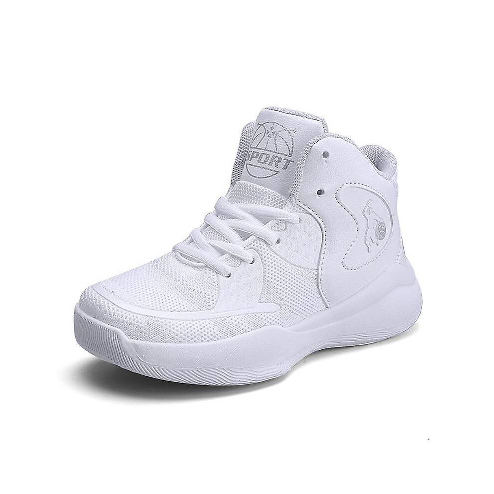(37, White) Kids Basketball Shoes Fashion Boys Girls Sneakers Breathable Sport Shoes Eht008