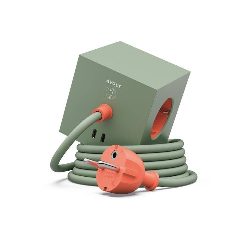 Avolt Square 1 grenuttag 30W Dual USB-C & Magnetic base 1,8m BAUHAUS Gecko Bloom