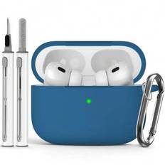 Apple Earpods-fodral och rengöringsborsteset - Marinblå (AirPods1/2,AirPods Pro,AirPods 3,AirPods Pro (2nd generation),AirPods 4)